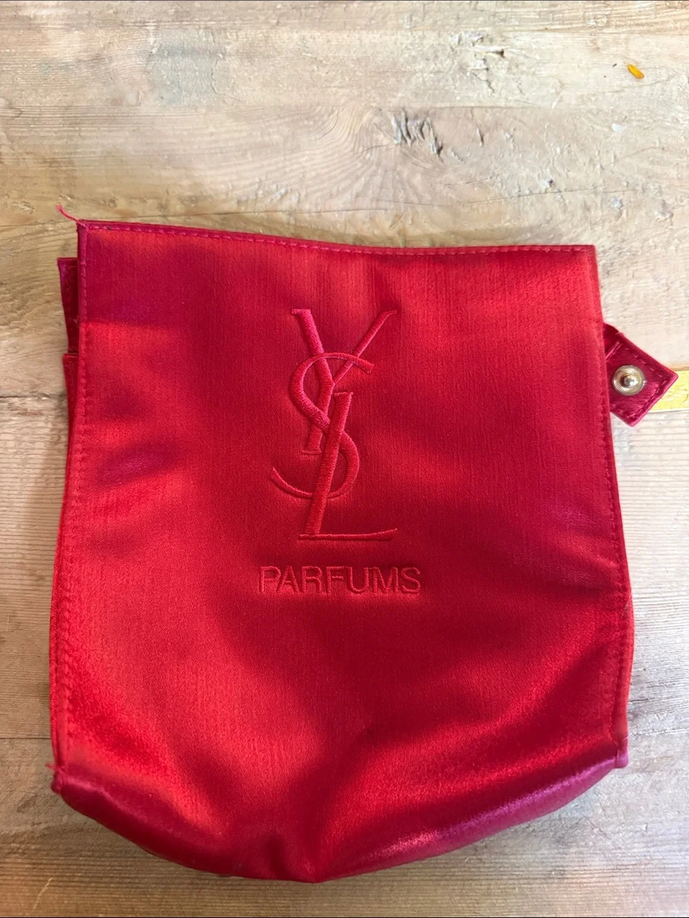 Yves Saint Laurent Red Satin Parfums Cosmetic Pouch